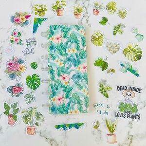 Skinny mini planner weekly layout tropical plants flowers plant lover stickers